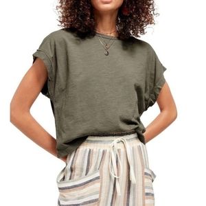 FREE PEOPLE YOU ROCK TEE ARMY GREEN AWESOMENESS!